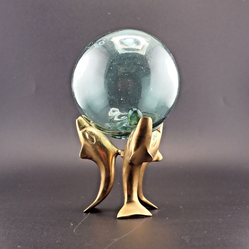 Vintage Brass Triple Standing Dancing Dolphin Stand 3" Tall 700 grams